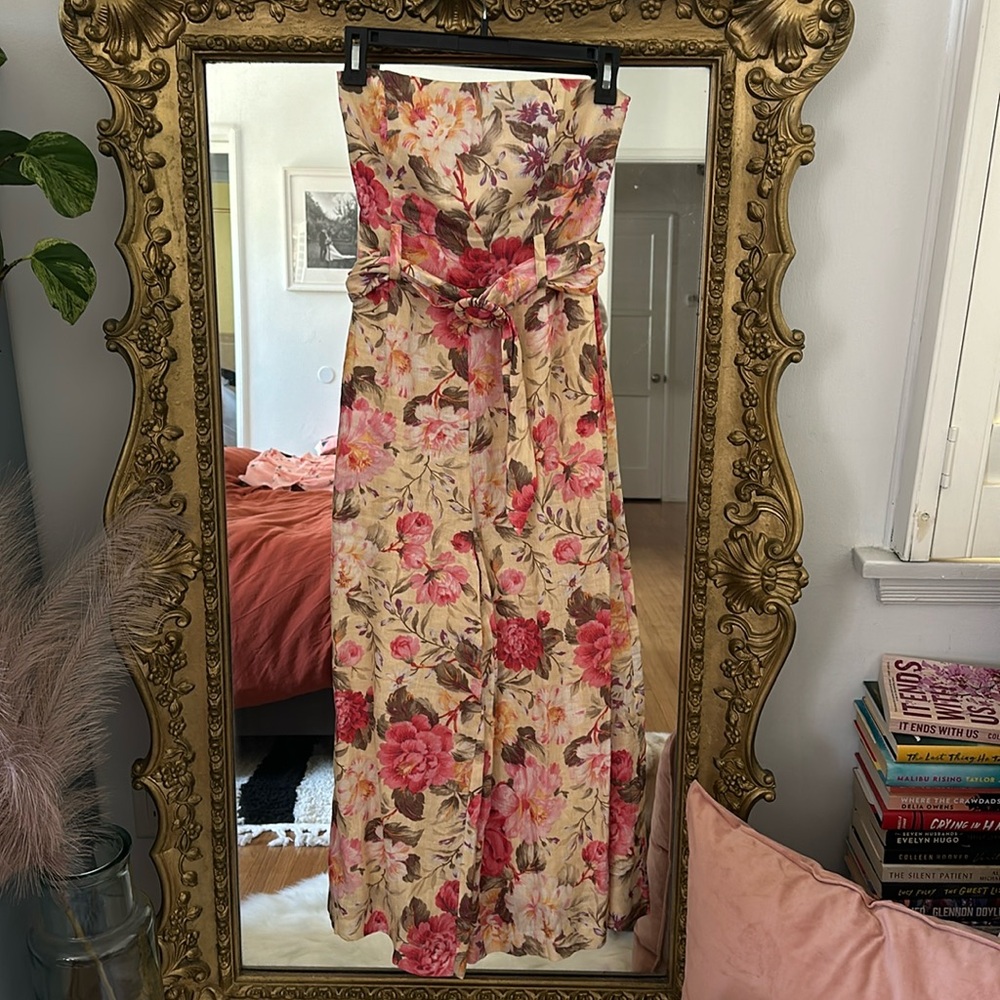 Zimmermann Strapless Floral Jumpsuit